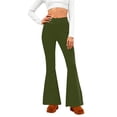 thumbnail image 1 of Amzcrzy Pantalones Acampanados Para Mujer Pantalones De Yoga Elásticos, De Pierna Ancha Y Cintura Alta, De Color Liso, Que Controlan El Abdomen Pantalones Ligeros Y Suaves Para Mujer S-2XL Verde, 1 of 6