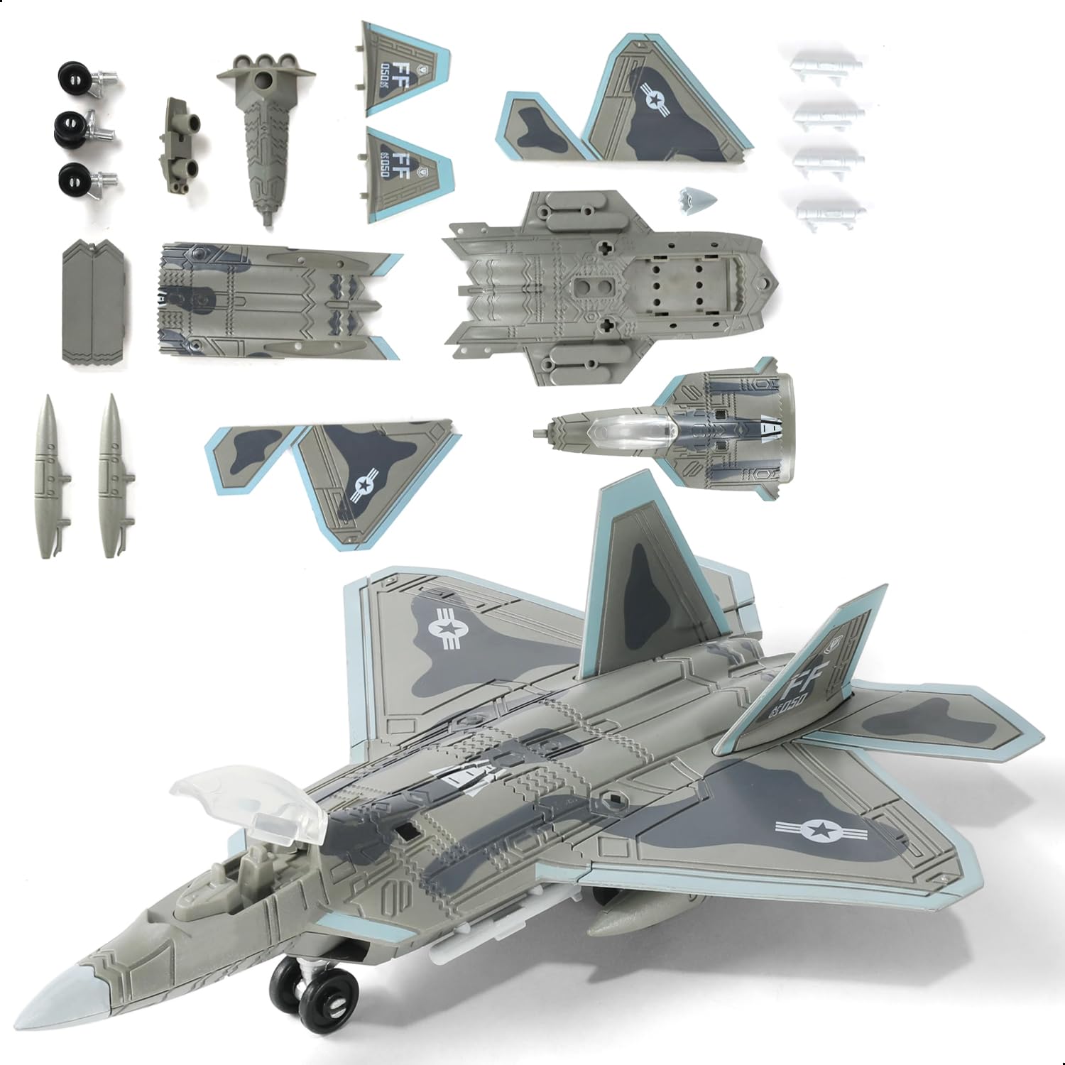 Kit de maquetas SEBUNAS F-22 Raptor Fighter Jet a escala 1:100 con soporte