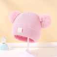 thumbnail image 2 of Lindo gorro de punto para bebé con bordado de doble corazón y doble bola de hilo. Cómodo y acogedor. Gorro cálido y abrigado para bebés., 2 of 5