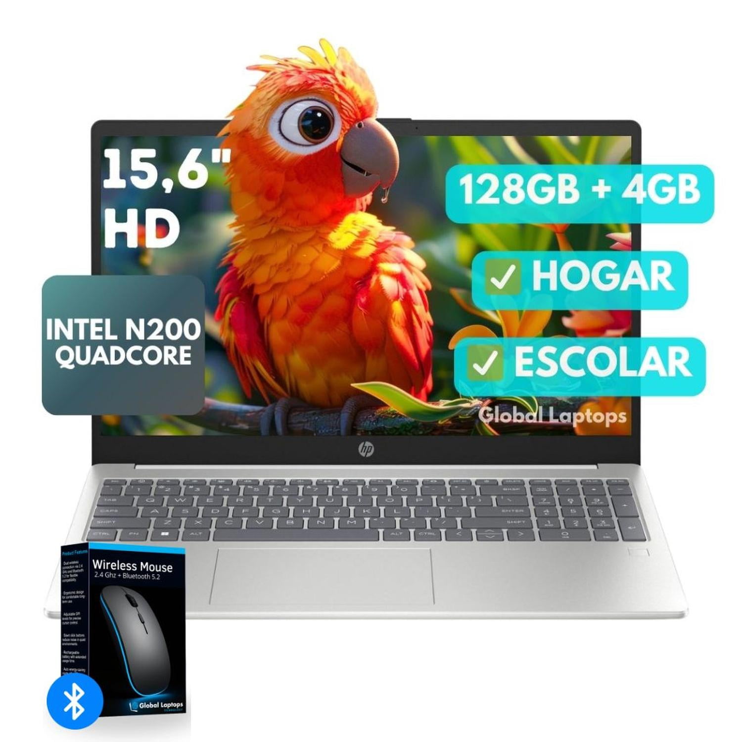 HP Pavilion 15-fd0084 Intel N200 4 GB RAM 128 GB UFS 15.6 HD Laptop Con Regalo