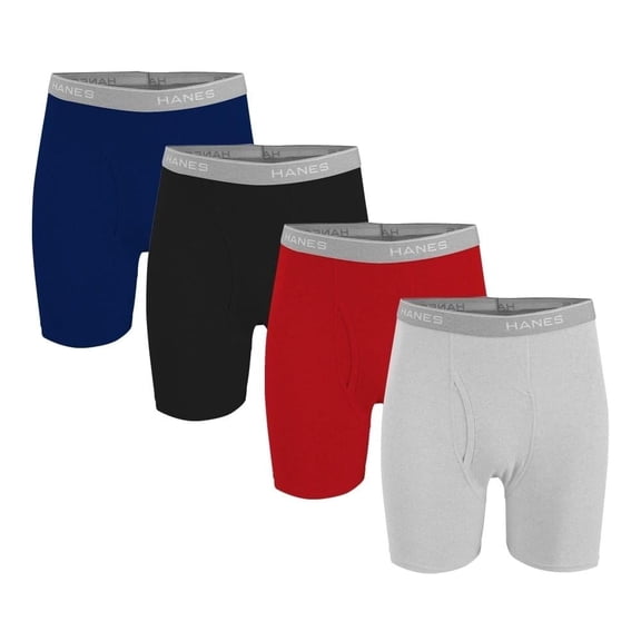 Bóxer Hanes para Niño,Corte Brief de Algodón Multicolor Talla EG, 4 Piezas