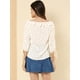 thumbnail image 5 of Allegra K Blusa de lunares de verano de media manga con cuello con volantes para mujer Rojo beige XS, 5 of 6