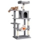 thumbnail image 2 of Feandrea - Árbol para gatos de varios niveles para interiores, torre para gatos tipo condominio con 4 postes para rascar, 2 posaderos, hamaca y cueva, gris claro, 56.3 pulgadas,, 2 of 5