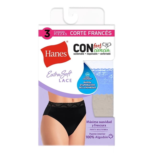 Pantaleta Hanes para Mujer, Extrasoft 3 Piezas Multicolor Talla M