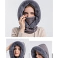 thumbnail image 3 of Gorro para mujer, bufanda, máscara, invierno, tejido, protección cálida, gris Zulema Bufanda para mujer, 3 of 6
