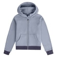 thumbnail image 3 of Sudadera de manga larga con cuello redondo y media cremallera para niñas de 5 a 14 años, sudadera corta de felpa suave y ligera con bolsillo, como se muestra en la imagen, de 5 a 13 años., 3 of 4