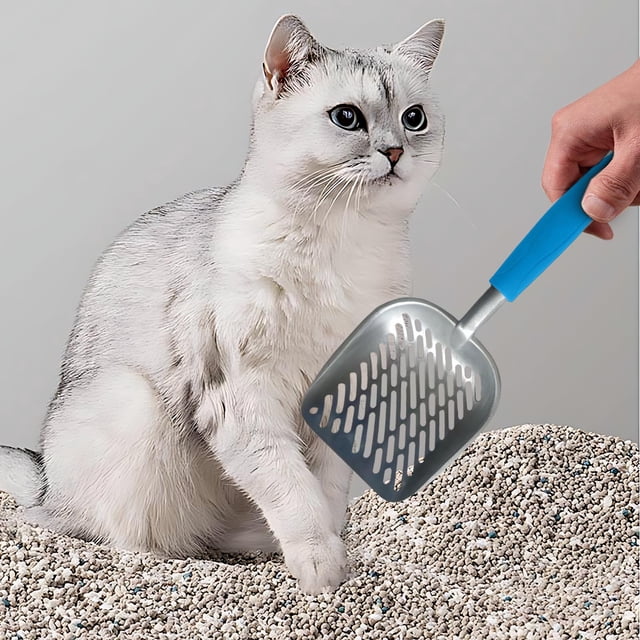 Apmemiss Clearance Cat Litter Scoop, Sturdy Litter Cleaner Corner Shovel, Stainless Steel Mesh Litter Shovel, Easy to Clean Reptile Terrarium Sand Waste, Beach Shovel