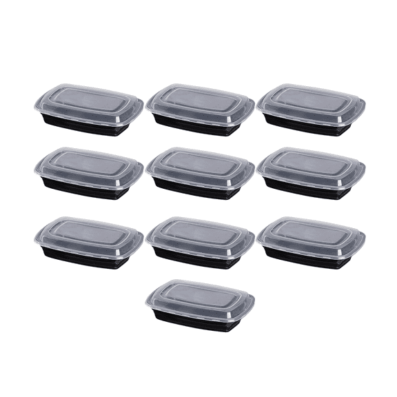 Set 10 Contenedores de Plástico Rectangular Styrka 20 Piezas con Tapa Negro