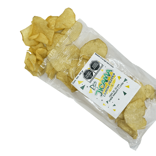 Chips Botana de Vegetales Horneados Deshidratados, Libres de Gluten, Veganas x 3 Bolsas de 100 gr cada una - Sabor Jícama Lemmon Pepper