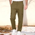 thumbnail image 2 of Amzcrzy Pantalones Clásicos Hombre Color Liso Cintura Elástica Cómodos Transpirables Elásticos Moda Informal Senderismo Pescar Correr Ejercicio Bolsillos Tallas S-3XL Marrón, 2 of 8