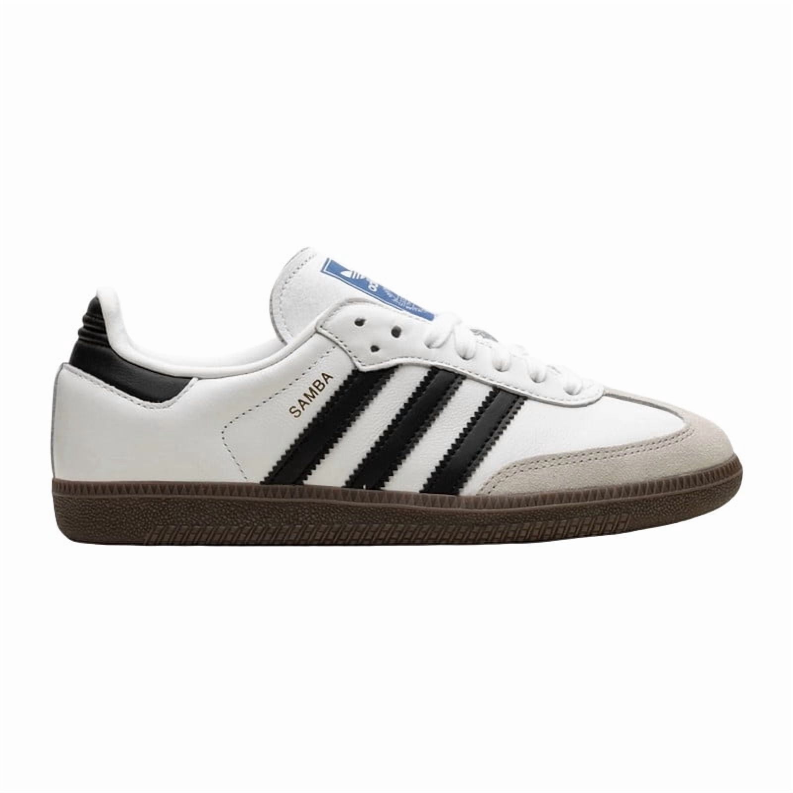 Tenis Adidas Samba OG blancos, suela chocolate