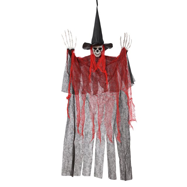 Decoraciones Colgantes de Esqueleto Fantasma para Halloween: 120 Cm, Parcas Colgantes con Pelo para Decoración de Halloween En Interiores y Exteriores.