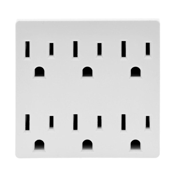Adaptador A Tierra Leviton 6 Contactos Blanco 15A 125V