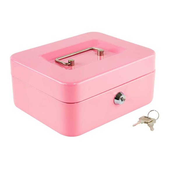 Caja Fuerte De Seguridad Metalica HappyWare Con Charola Rosa 20*16*9cm