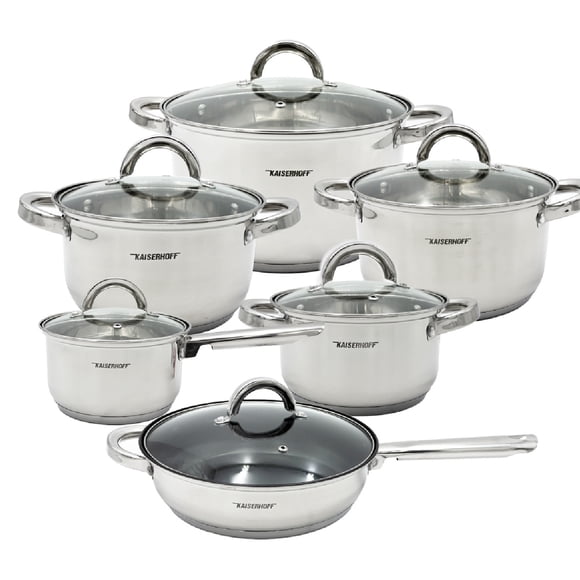 Bateria de Cocina Kaiserhoff-Queen Sense Acero Inoxidable Antiadherente Set 12 Piezas Plateado