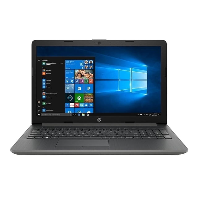 laptop hp 15-da0016la intel core i7 memoria 4gb ram más 16gb intel optane 1tb dd Vista frontal 15.6 pulgadas HP con Windows 10 Home en pantalla, chasis color único, teclado completo con teclado numérico y touchpad centrado; Intel Core i7, 4 GB RAM + 16 GB Intel Optane y 1 TB DD; también suele usarse como estación móvil para edición de imágenes ligera o productividad en viaje.