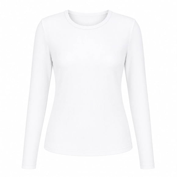 Playera George para Mujer Escote Redondo Manga Larga Blanco Talla CH