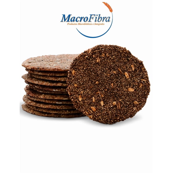 Galleta Cocoa Oblea Avena Amaranto Macrofibra Integral sin Azucar Vegano sin Gluten sin Lactosa Macrobiotico E Integral 3 Botes c/12 Pzas