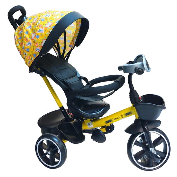 Triciclo Evolutivo para Bebé Machuka tipo Carriola Reclinable con bastón y Toldo