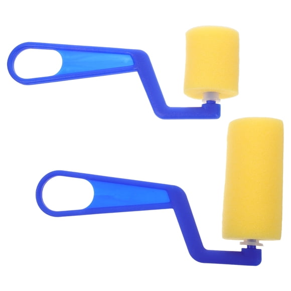 GOOHOCHY Rodillo de esponja para pintar, Mini pincel de pintura para niños, herramientas de pintura para niños, rodillos de esponja para dibujo, cepillo de esponja con mango, 2 uds.