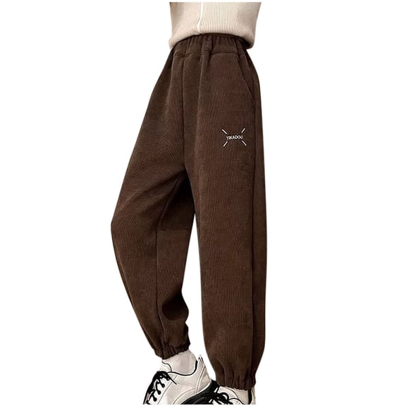 Odeerbi 8-14 Años Niñas Pantalones de Deporte de Pana Pantalones de Deporte Casual Con Cintura Elástica