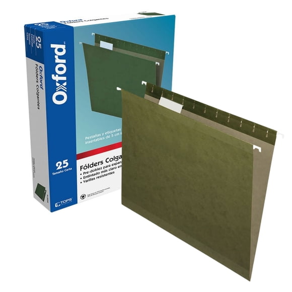 Folder Colgante, Oxford, Tamaño Carta, Color Verder estandar, 91525X, c/25pz