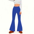 thumbnail image 2 of Amzcrzy Pantalones Acampanados Para Mujer Pantalones De Yoga Elásticos, De Pierna Ancha Y Cintura Alta, De Color Liso, Que Controlan El Abdomen Pantalones Ligeros Y Suaves Para Mujer S-2XL Azul, 2 of 6
