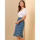 thumbnail image 4 of AllegK Falmidi dividicon botones en espaly dobladillo con volantes florales pamujer Azul XS, 4 of 6