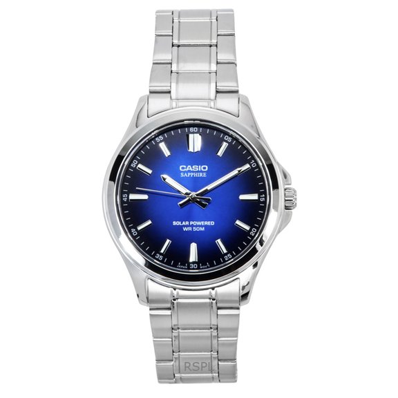 Casio Standard Analog Stainless Steel Blue Dial Solar MTS-RS100D-2AV Men's Watch