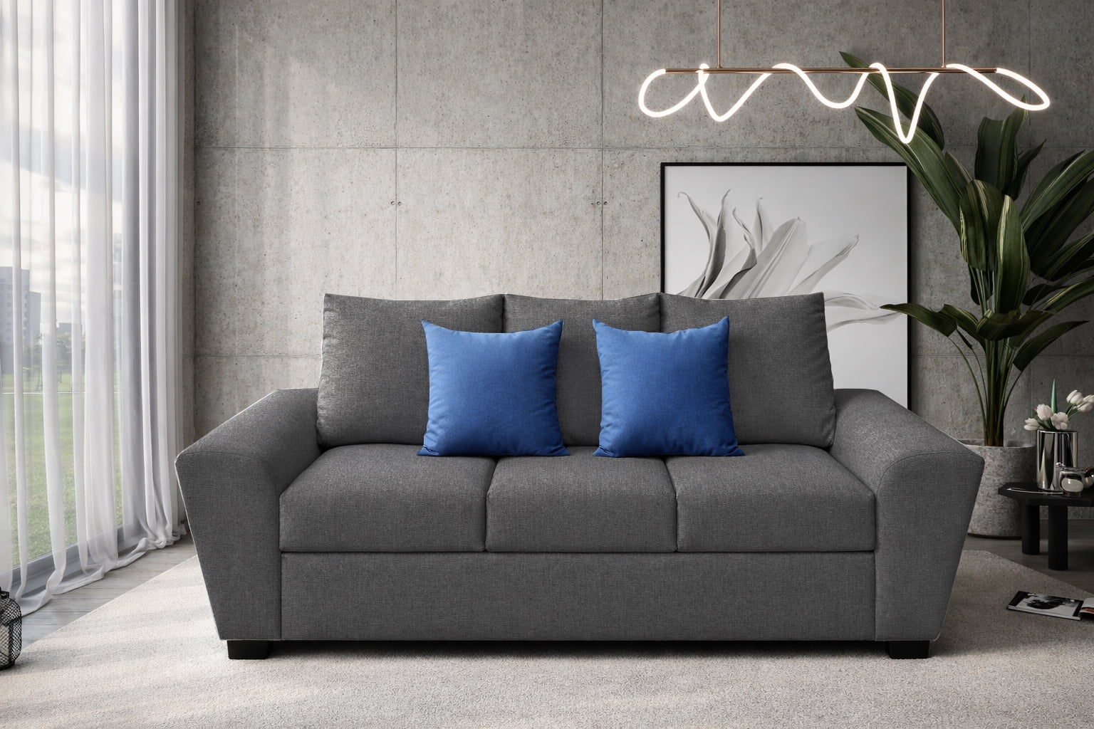 Sofa El Bazar Store Islandia Lino Gris oxford 3 plazas, Modular, Moderno, Sala