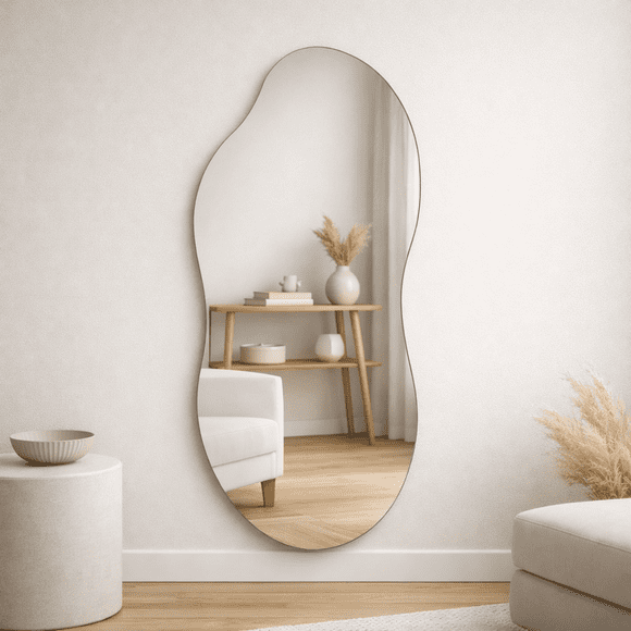 Espejo de Pared Asimétrico Decorativo Forma de Nube Irregular sin Marco Dieño Moderno Ideal para Sala Comedor Recamara Baño y Vestidor 110 CM