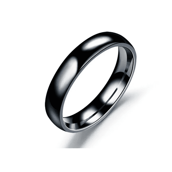 Anillo negro 4mm talla 6 De Pareja De Titanio Liso De Acero Inoxidable Simple