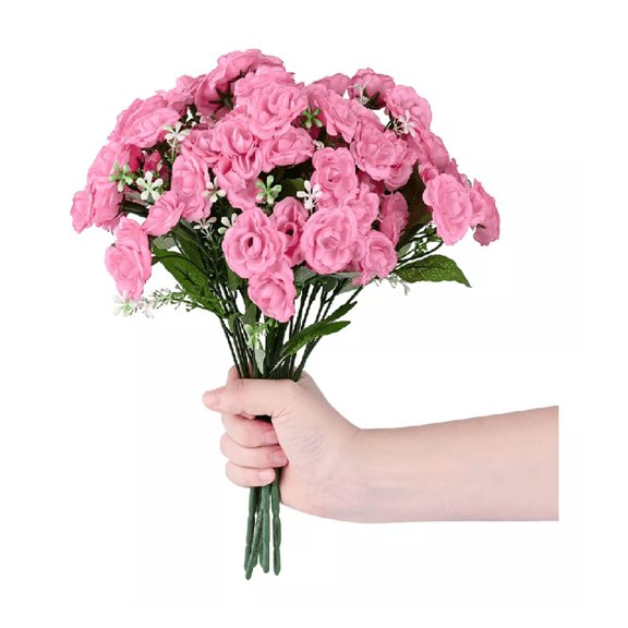 6 Ramos Flores Artificiales Rama Decoración ROSA