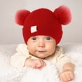 thumbnail image 5 of Lindo gorro de punto para bebé con bordado de doble corazón y doble bola de hilo. Cómodo y acogedor. Gorro cálido y abrigado para bebés., 5 of 5