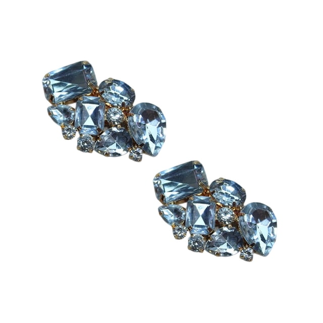 Sonducket 2 piezas zapatos Clips Rhinestone flor hebilla nupcial boda zapato tacones altos sandalias decoración joyería niñas Calzado Blanco