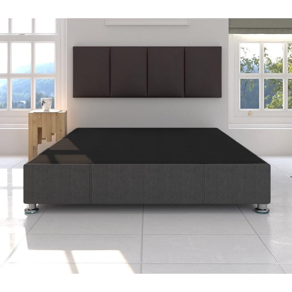Dormez zzz Base Box de Madera en Tapiz linato Oxford Gris Matrimonial para Cama Matrimoniales