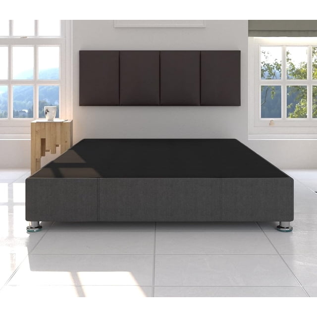 Dormez zzz Base Box de Madera en Tapiz linato Oxford Gris Matrimonial para Cama Matrimoniales