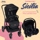 thumbnail image 2 of System travel carriola Sicilia + portabebé plagado compacto telas premium negro, 2 of 9