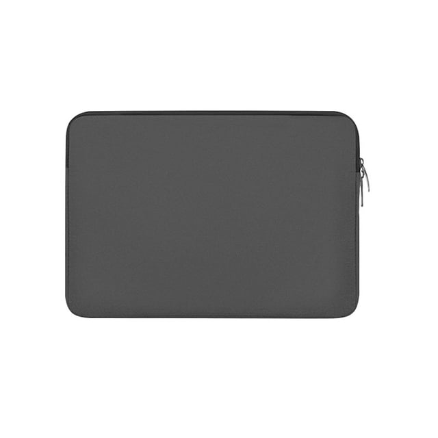 funda para laptop de 14 pulgadas, bolsa protectora con forro suave, cubierta acolchada con cremallera, estuche de transporte con absorción de impactos para portátil, chromebook — funda Violete gris para 14" vista frontal; rectangular con esquinas redondeadas, exterior de tela sobre neopreno acolchado, cremallera lateral con tirador metálico y forro interior suave; diseño minimalista para viaje y negocios; también adecuada para tablets delgadas.