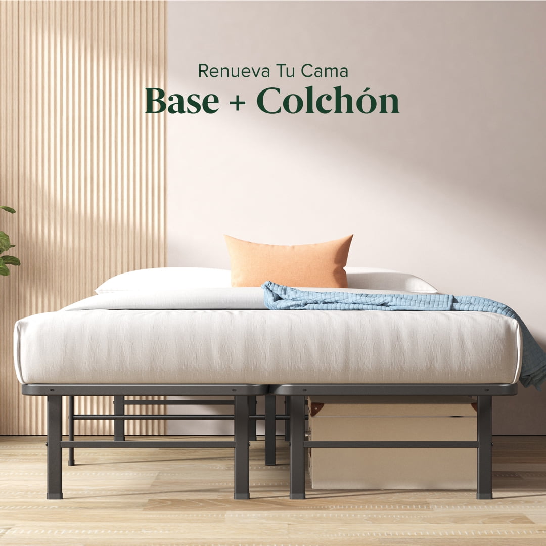 Combo Cama Completa Individual Zinus Colchón Bonnel 15 cm + Base de Cama Rumi