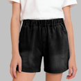 thumbnail image 2 of Shorts de Mezclilla para Niñas, Shorts de Mezclilla para Niños con Cintura Elástica y Cintura Elástica, con Bolsillo, Vacaciones de Verano, Jeans Ligeros Lavados, Negro 13-14 Años, 2 of 7