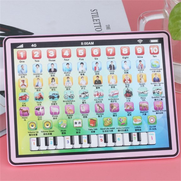 Simulation Learning Tablet For Kids, Toddler Educational Toy Early Development Electronic Activity Game Bilingual