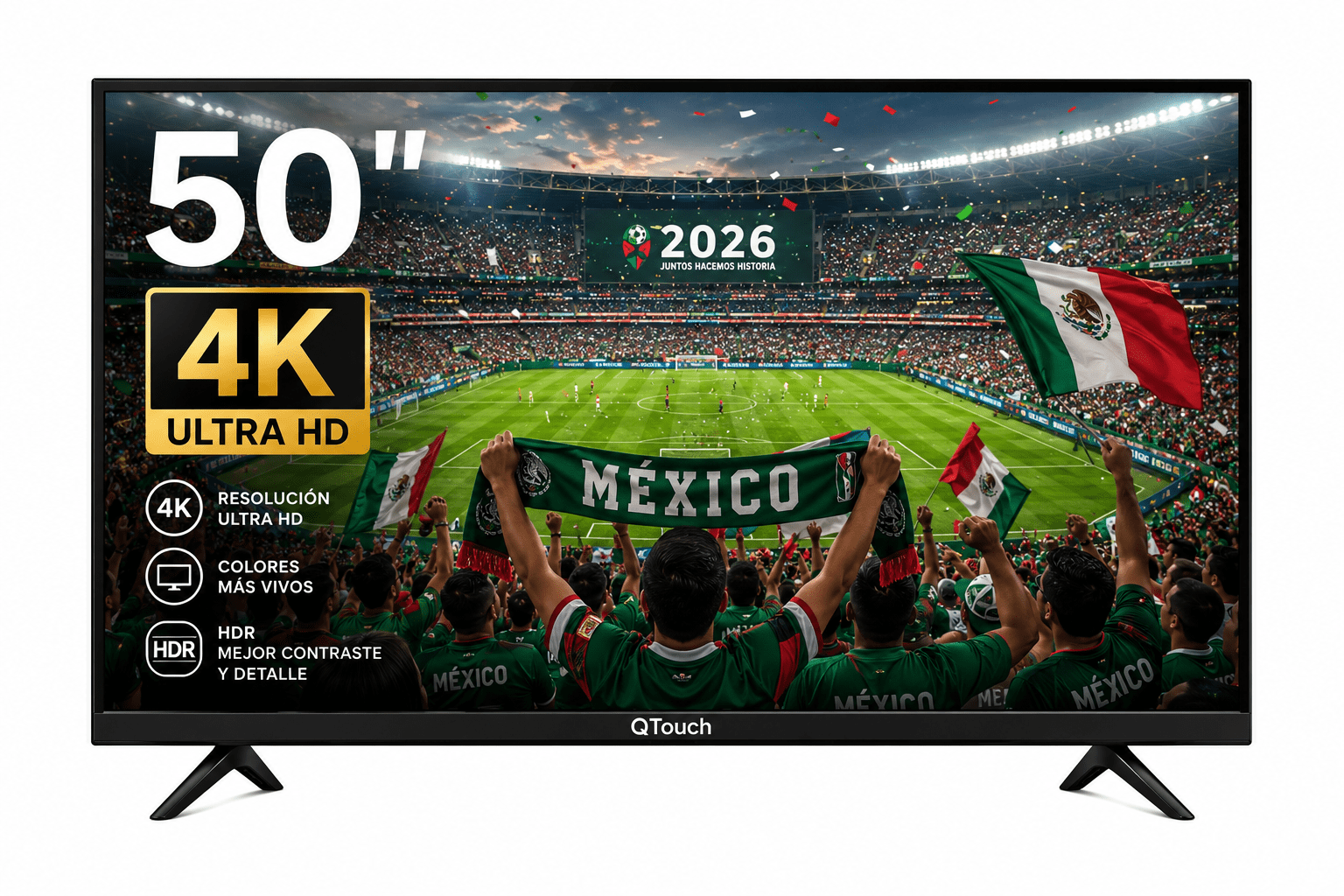 Smart TV Q.touch 4K Ultra HD 50 pulgadas QN5023 WIFI Negro