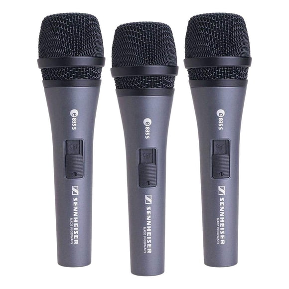 Micrófono Sennheiser E 835-S Live Vocal con interruptor de encendido/apagado, paquete de 3