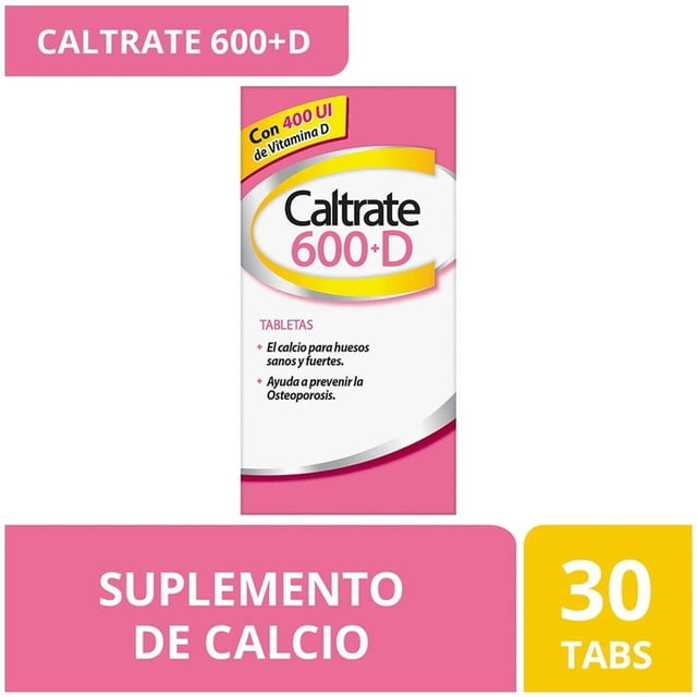 Suplemento de calcio Caltrate 600 +D 30 tabletas 600 mg