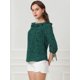 thumbnail image 4 of Blusa de lunares Allegra K de verano con cuello con volantes Verde M, 4 of 6