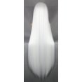 thumbnail image 2 of Zhuge Peluca lacia súper larga de 100 cm sin flequillo con raya en el medio, color blanco, para fiesta, anime, cosplay, cabello extra largo (blanco), 2 of 5
