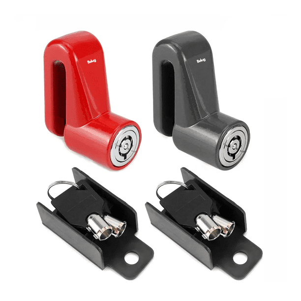 2 pzs Candado Discos Impermeable Seguro Antirrobo Disco Freno Belug, Rojo y Negro
