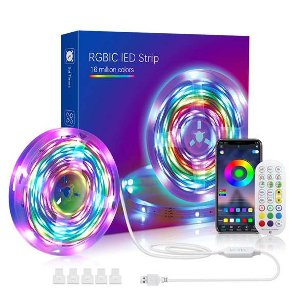 Tiras De Luces LED RGB E IC, 5M Sincronización De Música Luces Que Cambian De Color Con Temporizador, 213 Modos, Tiras De Luces LED USB Para TV, Monitor, PC, Con Control De