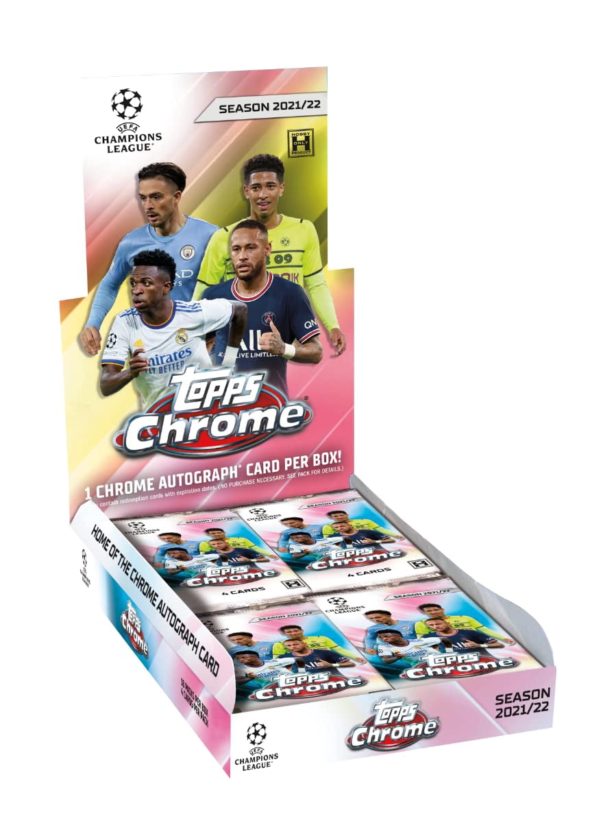 Caja de hobby de cartas de fútbol Topps 2021-22 UEFA Champions League Chrome